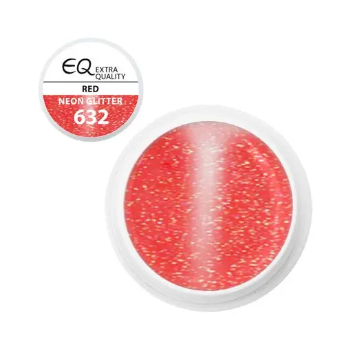 Extra Quality UV gél - 632 Neon Glitter Red, 5g