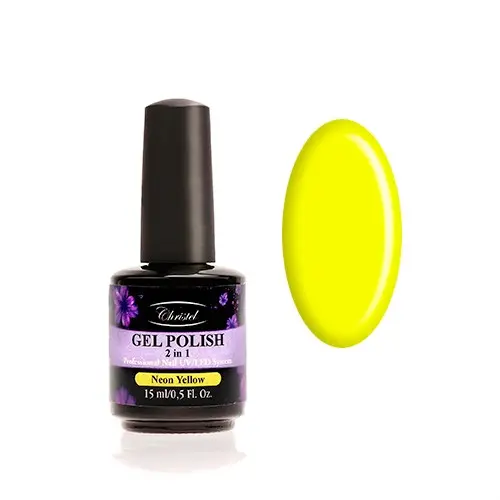 Christel Gélový lak na nechty, 2v1 - Neon Yellow 15ml