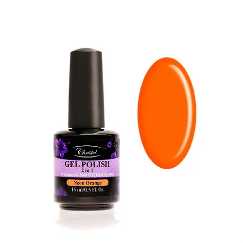 Christel Neon Orange 15ml - Soak off gel, 2in1