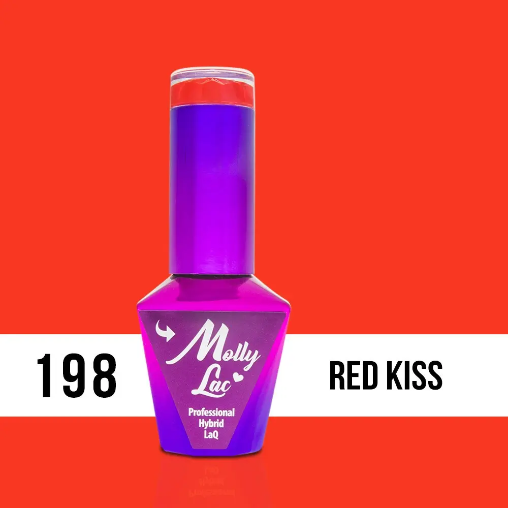 MOLLY LAC UV/LED gél lak Hearts and Kisses - Red Kiss 198, 10ml