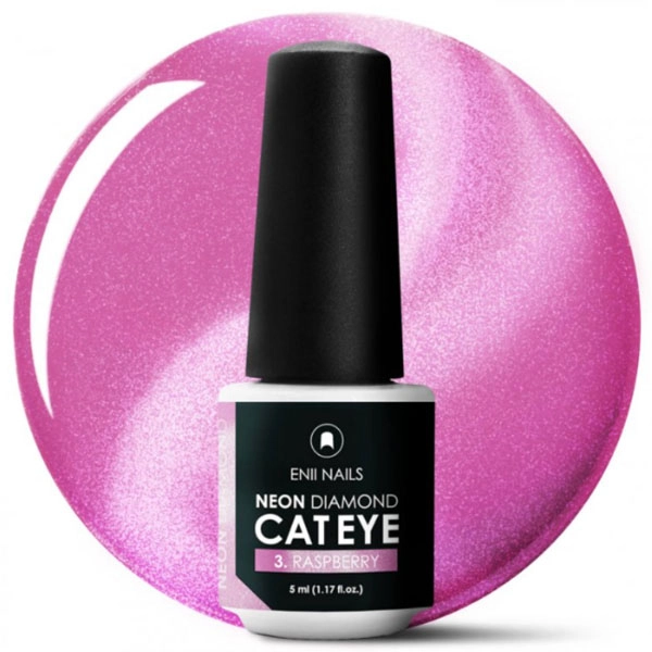 ENII Magnetický gél lak Neon Diamond Cat Eye - 3. Raspberry, 5ml