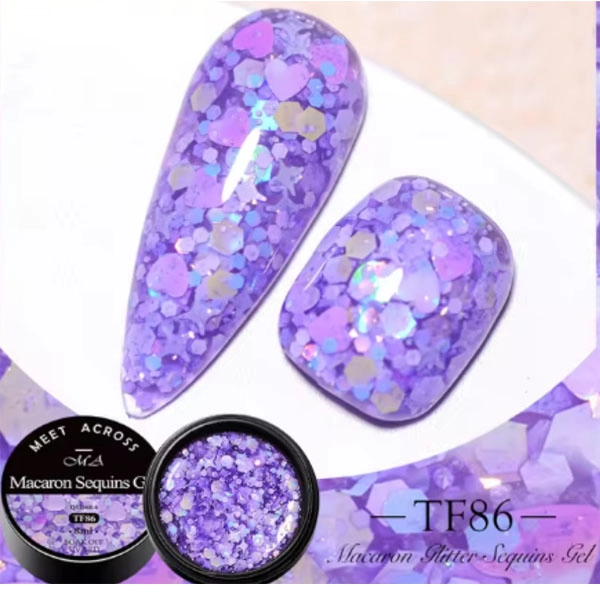 UV/LED farebný gél -  Macaron glitter, Violet 8ml