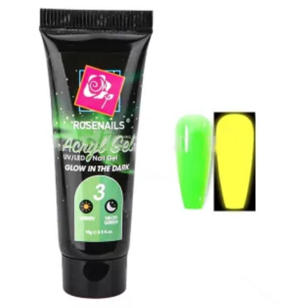 Farebný polygél - Glow in the dark GREEN/NEON GREEN č.03, 15g