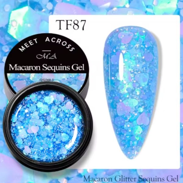 UV/LED farebný gél -  Macaron glitter, Blue 8ml