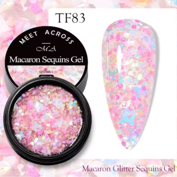 UV/LED farebný gél -  Macaron glitter, Pink 8ml