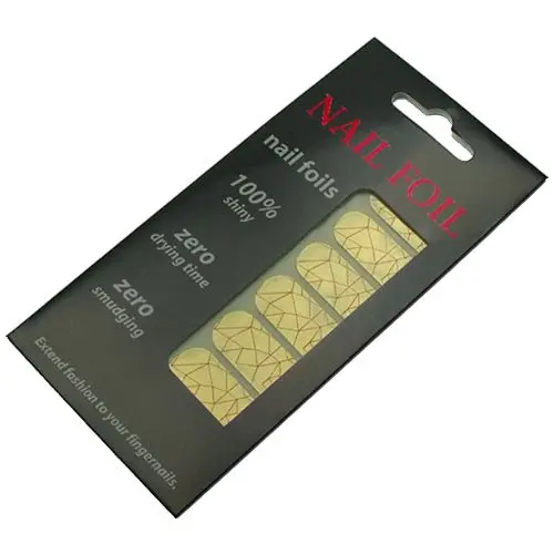 Nálepky na nechty - zlaté s červenými čiarami (SNF046)