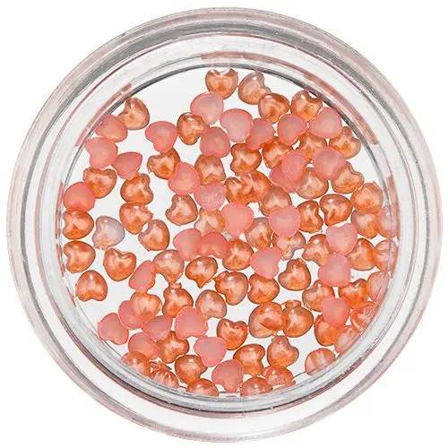 Nail art oranžové ozdoby - srdiečka, perleť